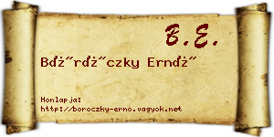Böröczky Ernő névjegykártya